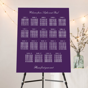Dark Purple 19 Table Wedding Seating Chart Foam Board