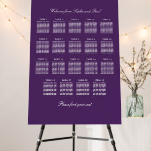 Dark Purple 19 Table Wedding Seating Chart Foam Board