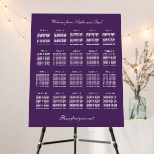 Dark Purple 20 Table Wedding Seating Chart Foam Board