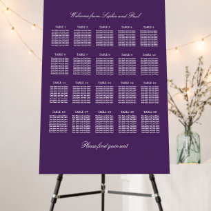 Dark Purple 20 Table Wedding Seating Chart Foam Board
