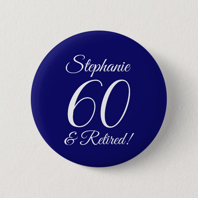 Dark Purple 60 and Retired Retirement Party Button (Front)