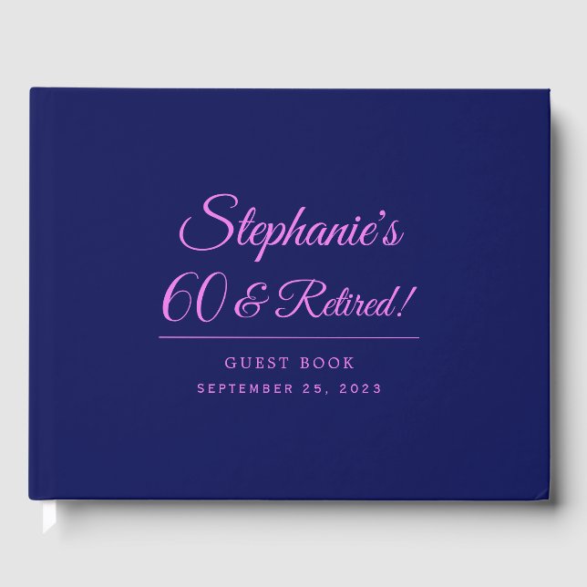 Dark Purple 60 & Retired Retirement Guest Book (Front)