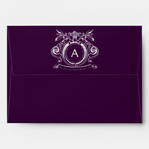 Dark Purple A7 Scrollwork Monogrammed Envelopes