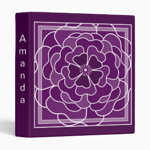 Dark purple abstract flower pattern 3 ring binder
