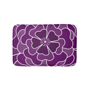 Dark purple abstract flower pattern bath mat