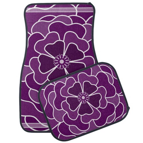 Dark purple abstract flower pattern car floor mat