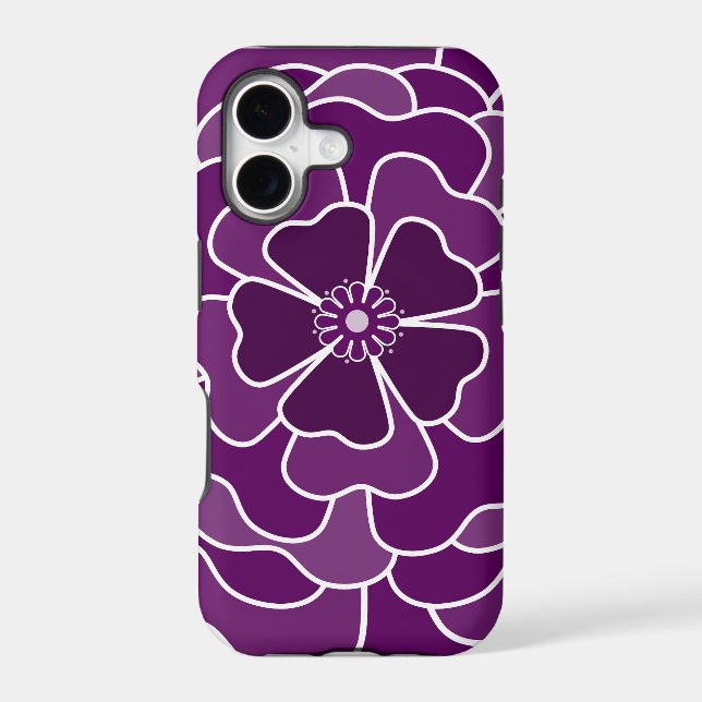 Dark purple abstract flower pattern iphone case (Back)