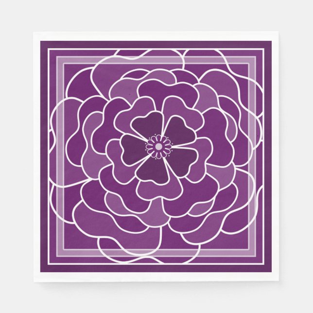 Dark purple abstract flower pattern napkins (Front)