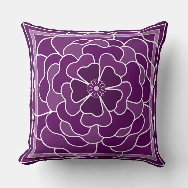 Dark purple abstract flower pattern throw pillow (Front)