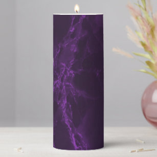 Dark Purple Abstract Marble  Pillar Candle