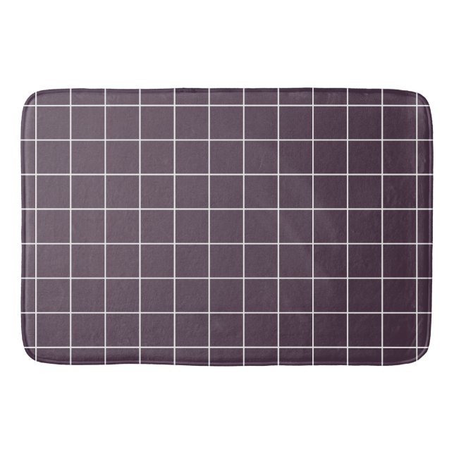 Dark purple aesthetic background grid pattern bath mat (Front)