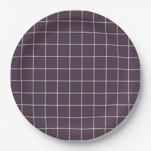 Dark purple aesthetic background grid pattern paper plates