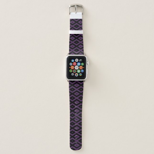 Dark purple and black diamond pattern apple watch band (Front)