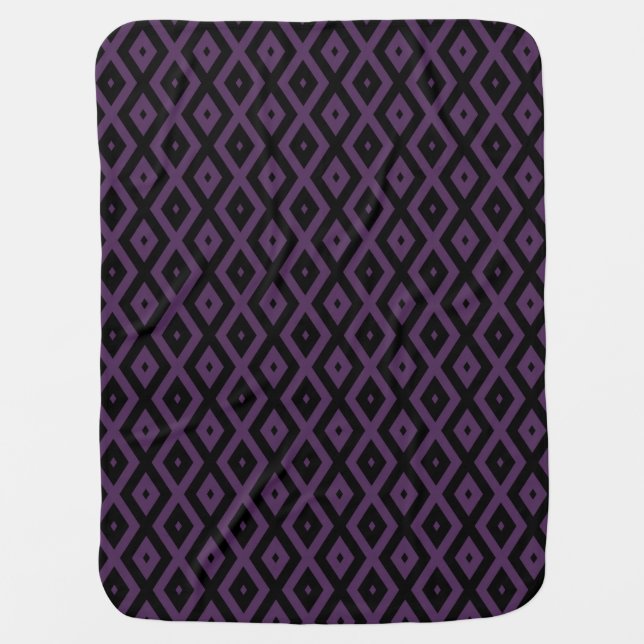 Dark purple and black diamond pattern baby blanket (Front)