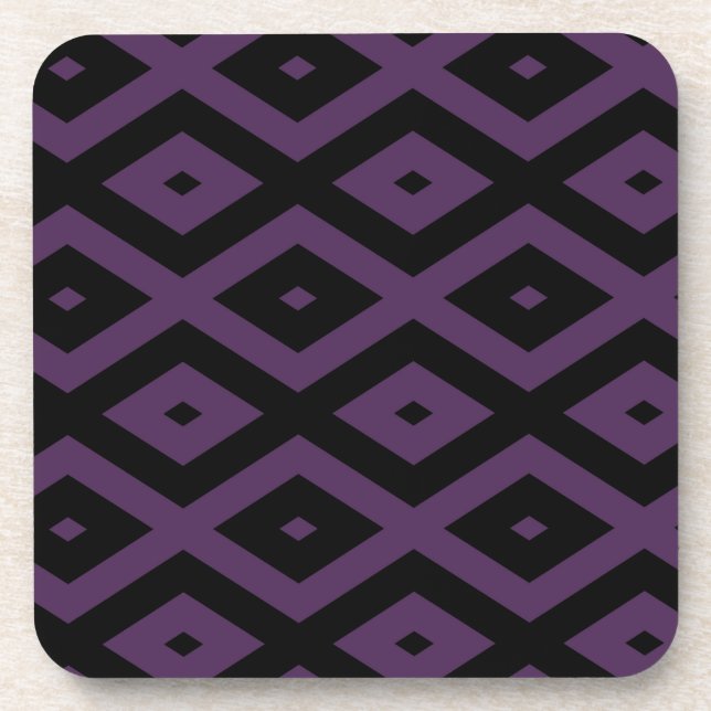 Dark purple and black diamond pattern beverage coaster (Front)