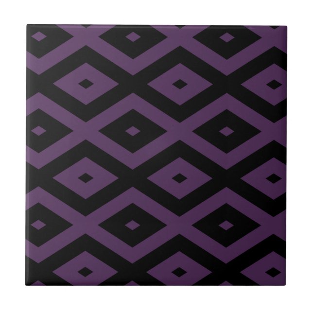 Dark purple and black diamond pattern ceramic tile (Front)