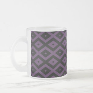 Dark purple and black diamond pattern frosted glass coffee mug