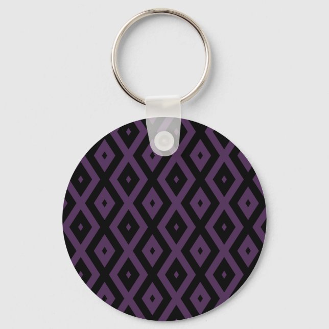 Dark purple and black diamond pattern keychain (Front)