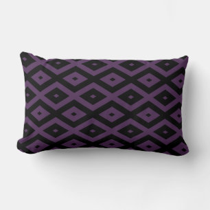Dark purple and black diamond pattern lumbar pillow
