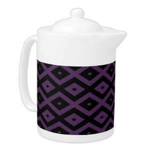 Dark purple and black diamond pattern teapot
