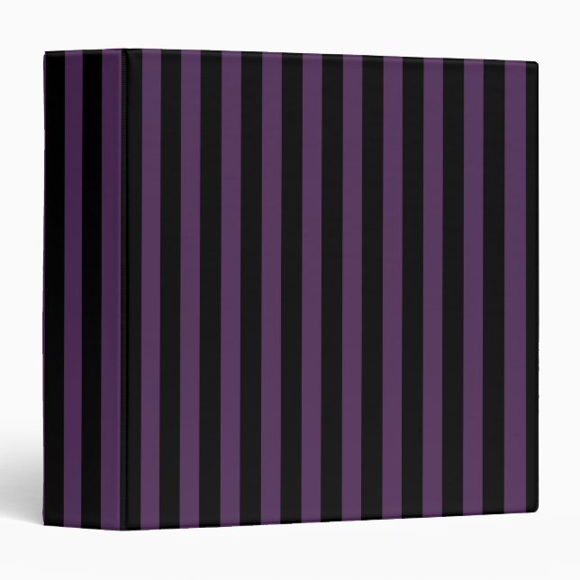 Dark purple and black stripes 3 ring binder (Front/Spine)