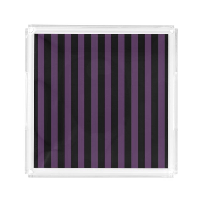 Dark purple and black stripes acrylic tray (Front)