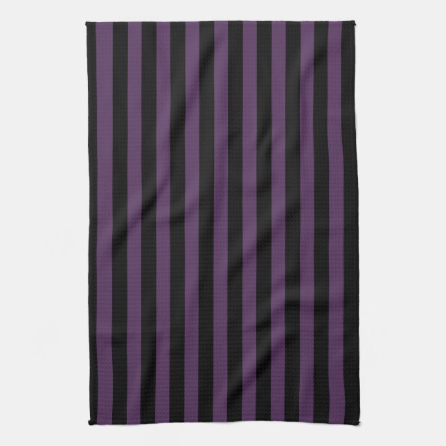 Dark purple and black stripes kitchen towel (Vertical)