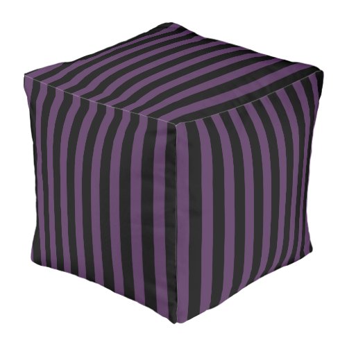 Dark purple and black stripes pouf
