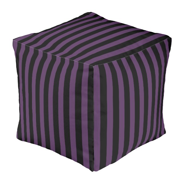 Dark purple and black stripes pouf (Angled Front)