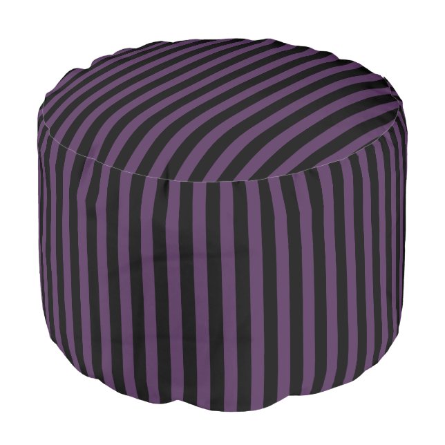 Dark purple and black stripes pouf (Angled Front)