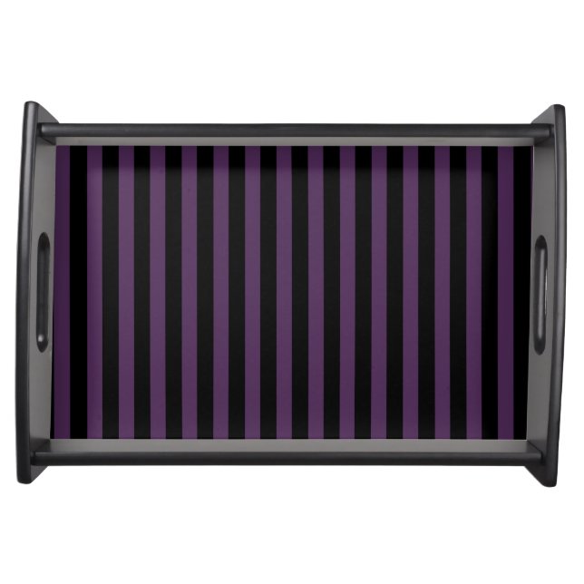 Dark purple and black stripes serving tray (Front)
