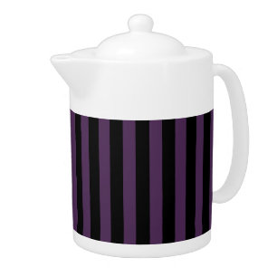 Dark purple and black stripes teapot