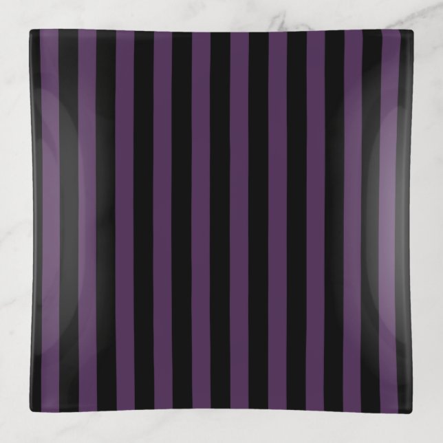 Dark purple and black stripes trinket tray (Front)