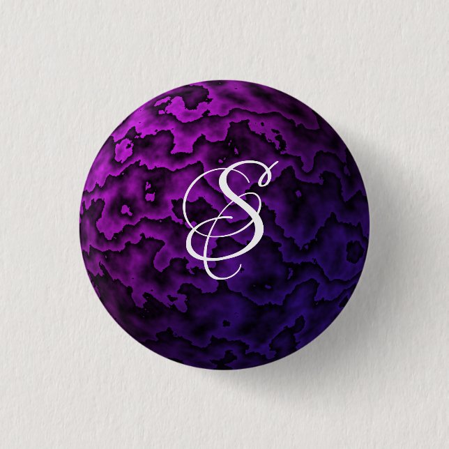 Dark Purple and Black Wavy Pattern Pinback Button (Front)