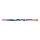 Dark Purple and Blue Watercolor Flowers Pencil (Back)