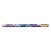 Dark Purple and Blue Watercolor Flowers Pencil (Front)