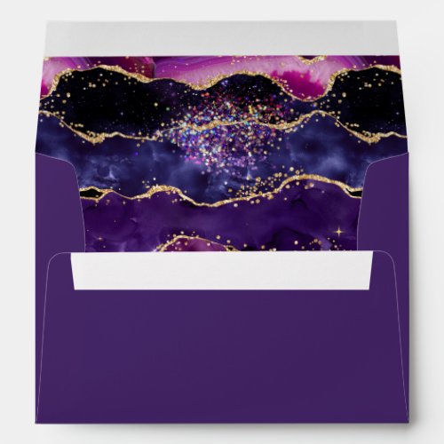 Dark Purple and Gold Sequins Agate Envelope