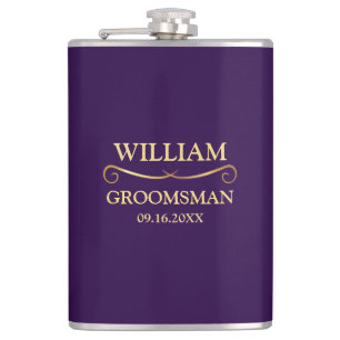 Dark Purple and Gold Vinyl Wrapped Flask