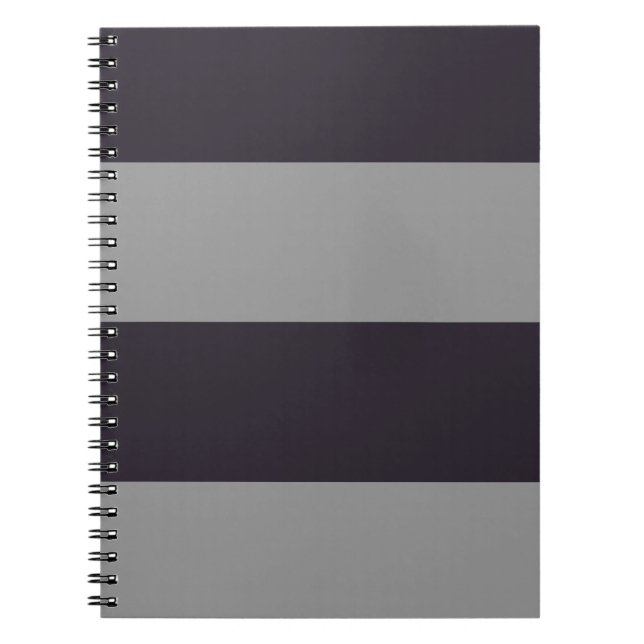 Dark Purple and Gray Simple Extra Wide Stripes Notebook (Front)
