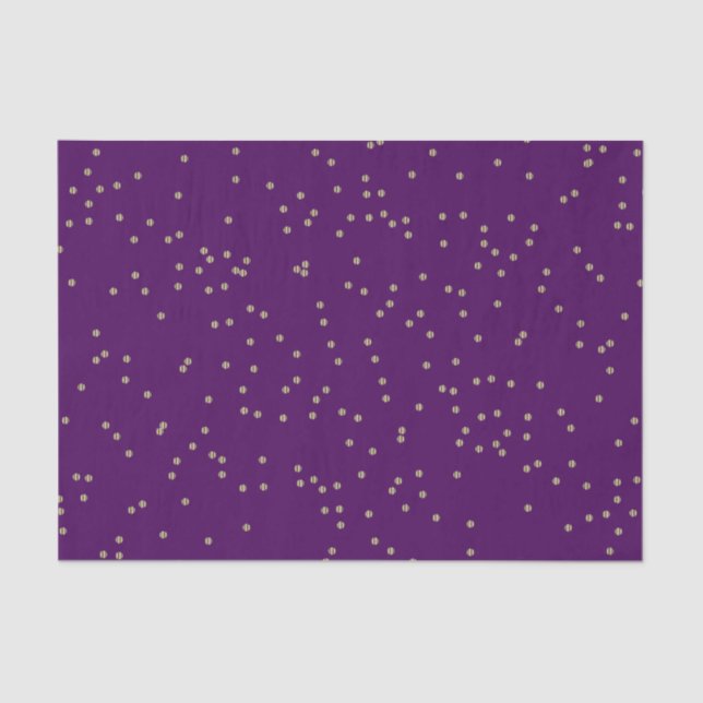 Dark Purple and Metallic Gold Dot Splatter Tissue Paper (Front)