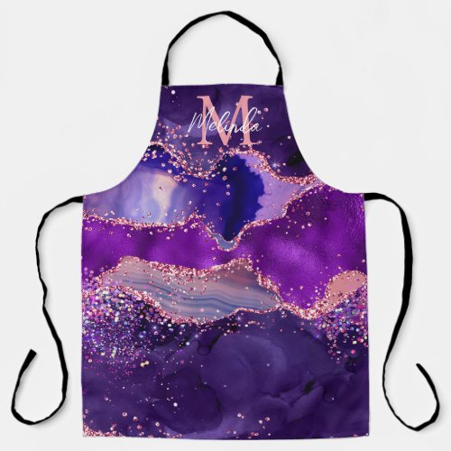 Dark Purple and Pink Glitter Sequins Agate Apron