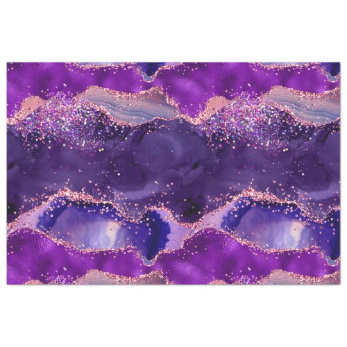Dark Purple and Pink Glitter Sequins Agate Tissue Paper