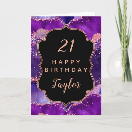 Dark Purple and Pink Sequins Agate Happy Birthday