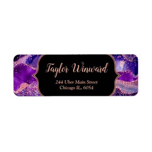 Dark Purple and Pink Sequins Agate Label