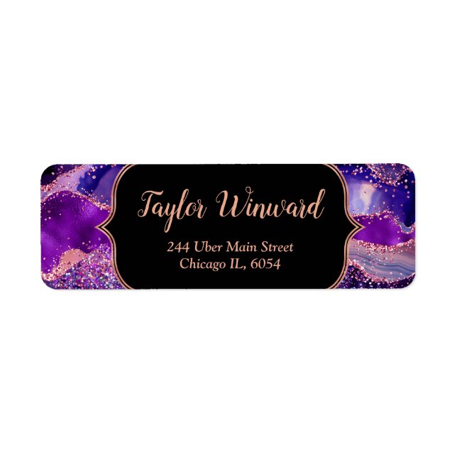 Dark Purple and Pink Sequins Agate Label (Front)