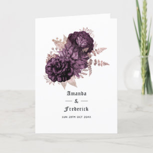 Dark Purple and Rose Gold Floral Wedding Program