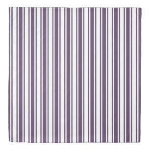 Dark purple and white candy stripes duvet cover