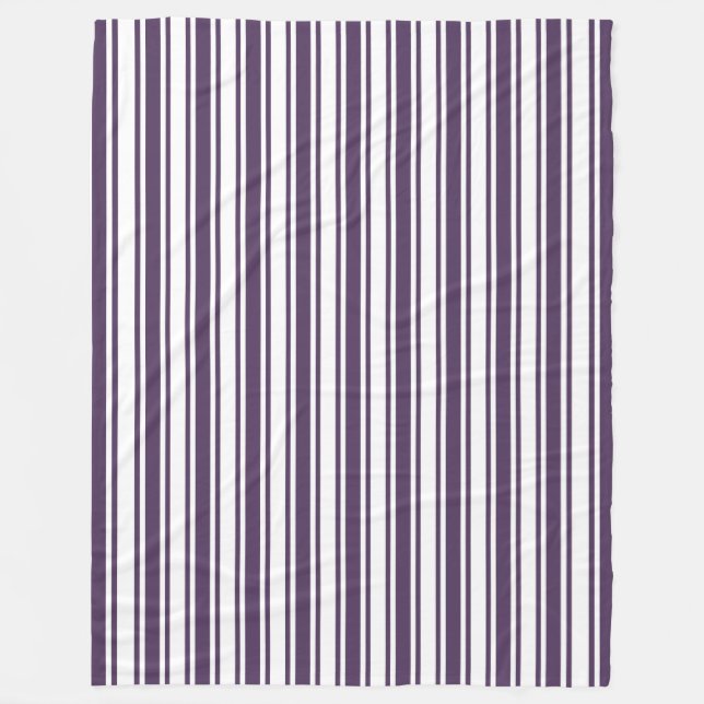 Dark purple and white candy stripes fleece blanket (Front)