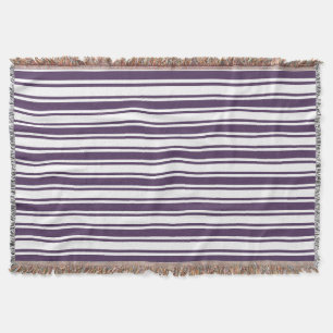 Dark purple and white candy stripes throw blanket