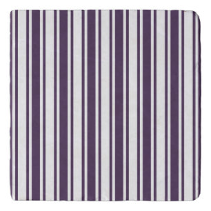 Dark purple and white candy stripes trivet